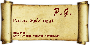 Paizs Gyöngyi névjegykártya