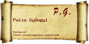 Paizs Gyöngyi névjegykártya